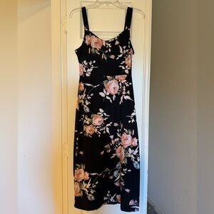 SHEIN Black Maxi Dress with Pink Floral Design NWOT